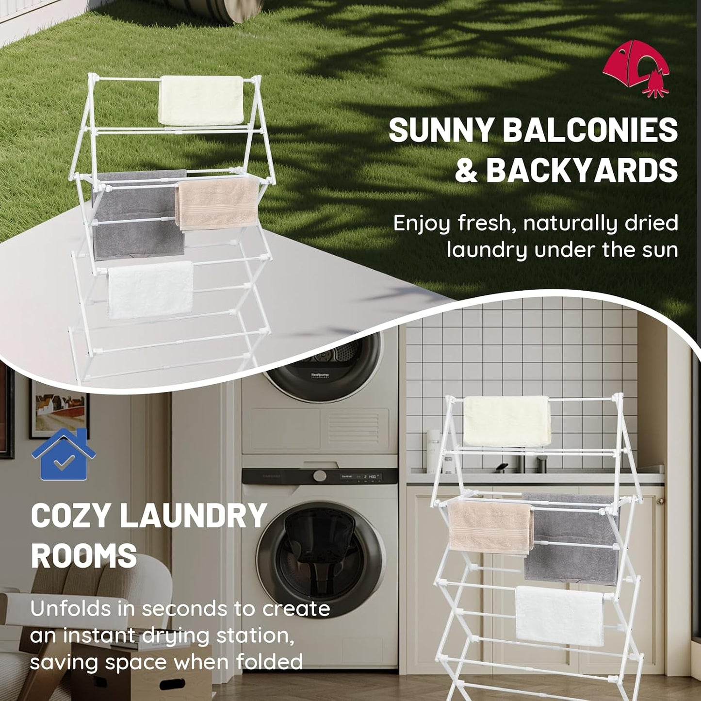 ZOES HOMEWARE 4 Tier Clothes Drying Rack Foldable | Foldable Clothing Drying Rack | Laundry Drying Rack Collapsible for Laundry Room, Dorm, Expandable Sturdy Metal Design | Black 29"L x 11.5"W x 53"H