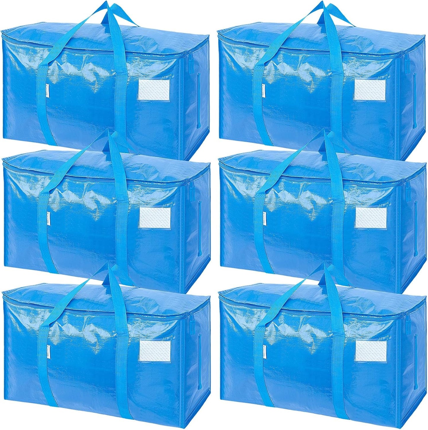 TICONN 4 Pack Extra Large Moving Bags Heavy Duty with Zippers & Carrying Handles, Durable Storage Bags Moving Boxes for Closet Organizers and Storage (4 Pack, Blue)