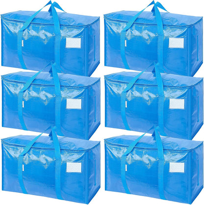 TICONN 4 Pack Extra Large Moving Bags Heavy Duty with Zippers & Carrying Handles, Durable Storage Bags Moving Boxes for Closet Organizers and Storage (4 Pack, Blue)