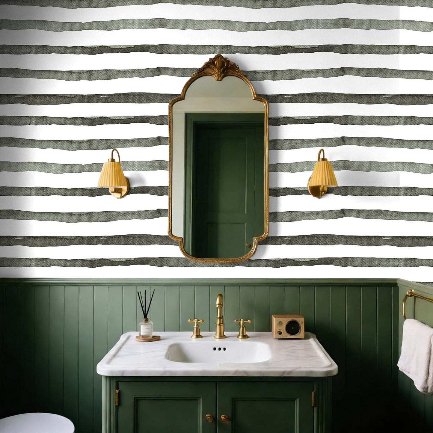 HAOKHOME Blue Wallpaper Peel and Stick Wall Paper Striped Coastal Boho Removable Indigo Blue/White Vinyl Self Adhesive for Bathroom Decor 17.7in x 32.8ft