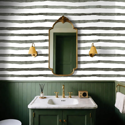 HAOKHOME Blue Wallpaper Peel and Stick Wall Paper Striped Coastal Boho Removable Indigo Blue/White Vinyl Self Adhesive for Bathroom Decor 17.7in x 32.8ft