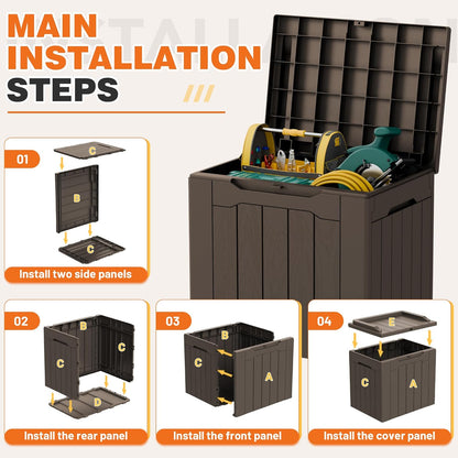 32 Gallon Deck Box Outdoor Indoor Waterproof Storage Box for Patio Furniture, Pool Accessories, Garden Tools, and Cushion Storage, Black