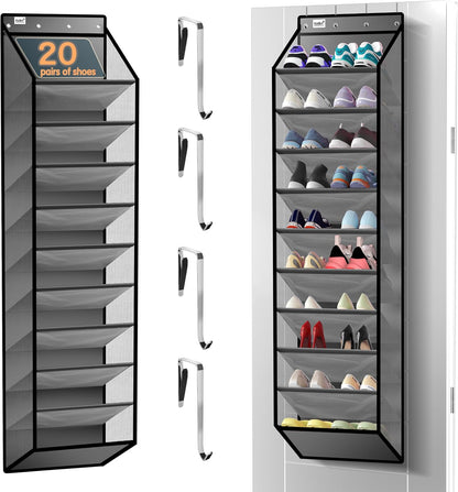 Kotkn 35 Compartment Over The Door Storage - Breathable Mesh Hanging Organizer with Large Pockets, Space Saving Design for Men & Women's Footwear, Closet, Bedroom （White）