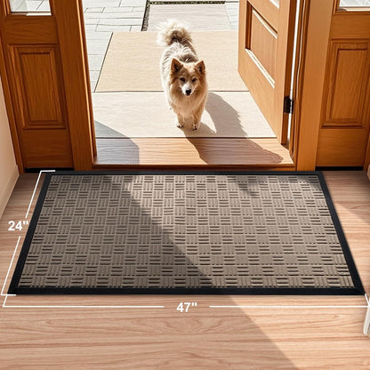 Mibao Front Door Mat, Heavy Duty Durable Welcome Mat for Outdoor Indoor, Dirt Trapper Waterproof Super Absorbent Door Mat for Entryway Outside Patio Porch, 29.5" x 17", Grey
