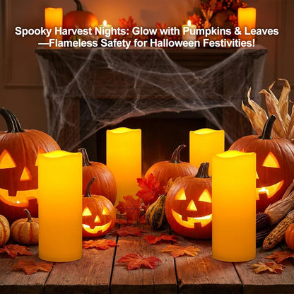Amagic 3 Pack 4"x 6"8" 10" Outdoor Plastic Electric flameless Candles with Remote Control and Timer, Battery Operated Flickering LED Pillar Fake Candle for Home, Wedding Decor, Ivory
