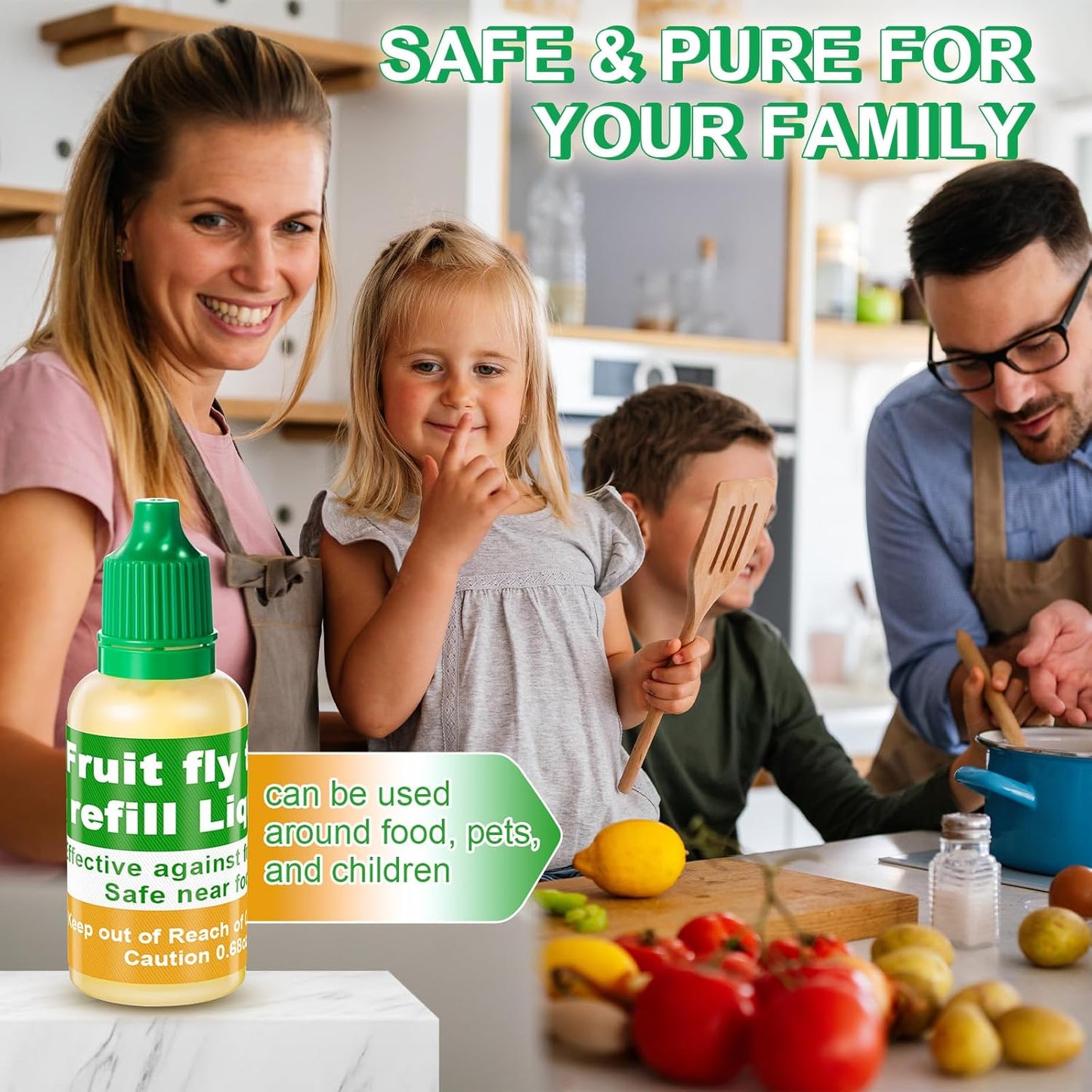 Qualirey Fruit Fly Trap for Indoor and Kitchen Use, 0.68 oz Each Bottle Fruit Fly Trap Refill Liquid, Ready to Use, Safe Near Food, Efficient Lure Refill Liquid, Yellow(12 Pack)