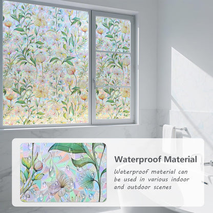 Finnez Window Privacy Film 3D Static Cling Window Film, No Glue Heat Control & 96% UV Blocking for Home Office, Decorative Frosted Glass Cover 17.5 Inch x 6.5 Feet