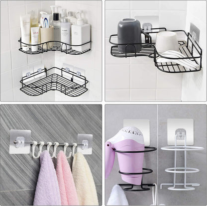 YeeBeny Corner Shower Caddy Adhesive Sticker Hook Mount for Shower Caddy Basket Bathroom Shelf Compatible with KINCMAX，SMARTAKE, JOMARTO, Flowmist, Nieifi, HapiRm, Odesign, Lovelers 4 pack