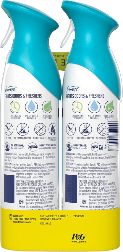 Febreze Air Mist, Air Freshener Spray, Odor Fighting Room Spray, Deodorizer for Home Bathroom Kitchen Office Apartment Dorm Room Classroom, Linen & Sky Scent, 8.1oz (Pack of 2)