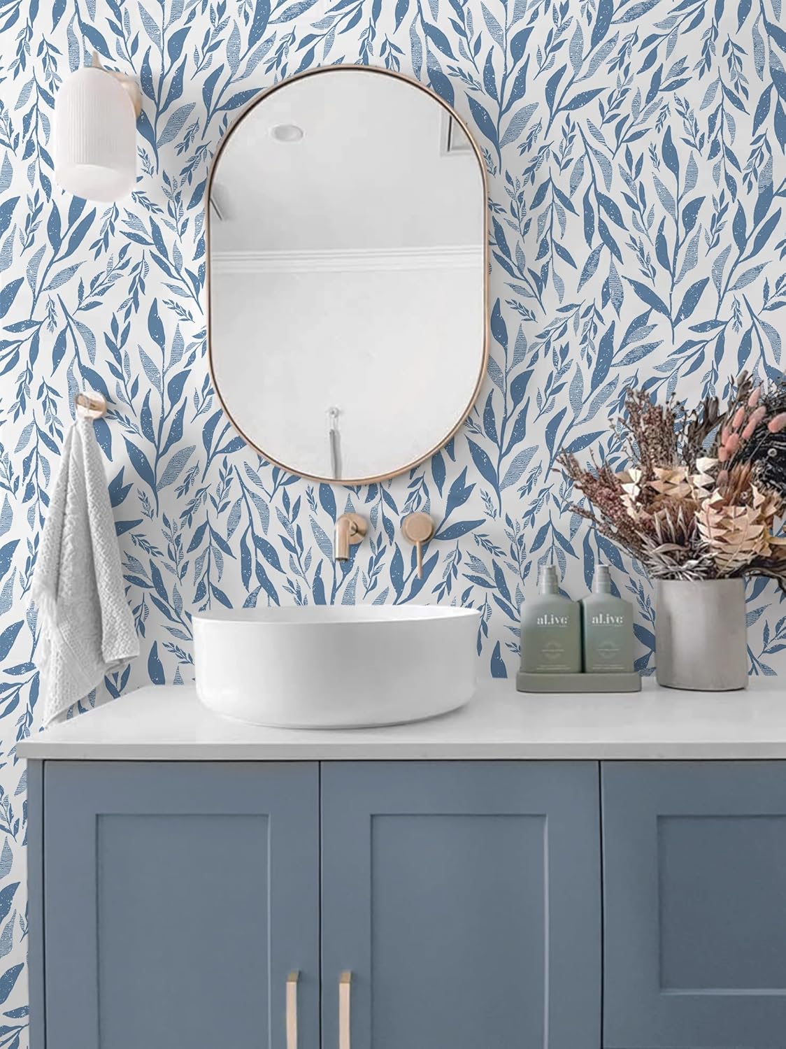 Safiyya Peel and Stick Wallpaper Boho Modern Beige Leaf Contact Paper Peel and Stick Wall Paper Self Adhesive Removable Wallpaper for Bedroom Bathroom Vinyl Roll 78.7"x17.3"