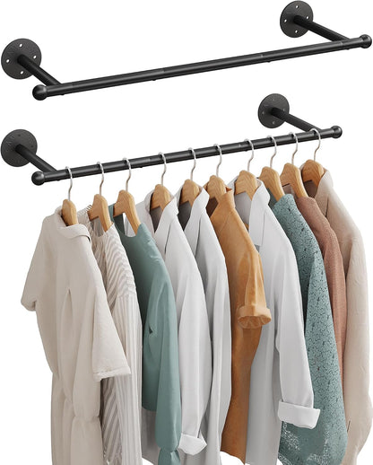 OROPY 33" Industrial Pipe Clothing Rack, Wall Mounted Clothes Rack | Closet Rods for Hanging Clothes, Multi-purpose Hanging Rod for Laundry Room, Bedroom and Closet Storage