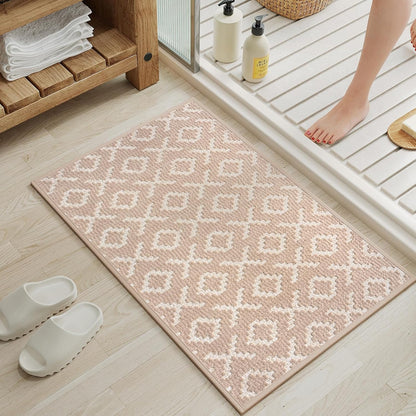 YDKGL Bathroom Rugs Non Slip, Super Absorbent Quick Dry Bath Mats for Bathroom, Foam Weave Texture Thin Bath Rugs Washable with Rubber Backing Fit Under Door Outside Shower,16" x 24“