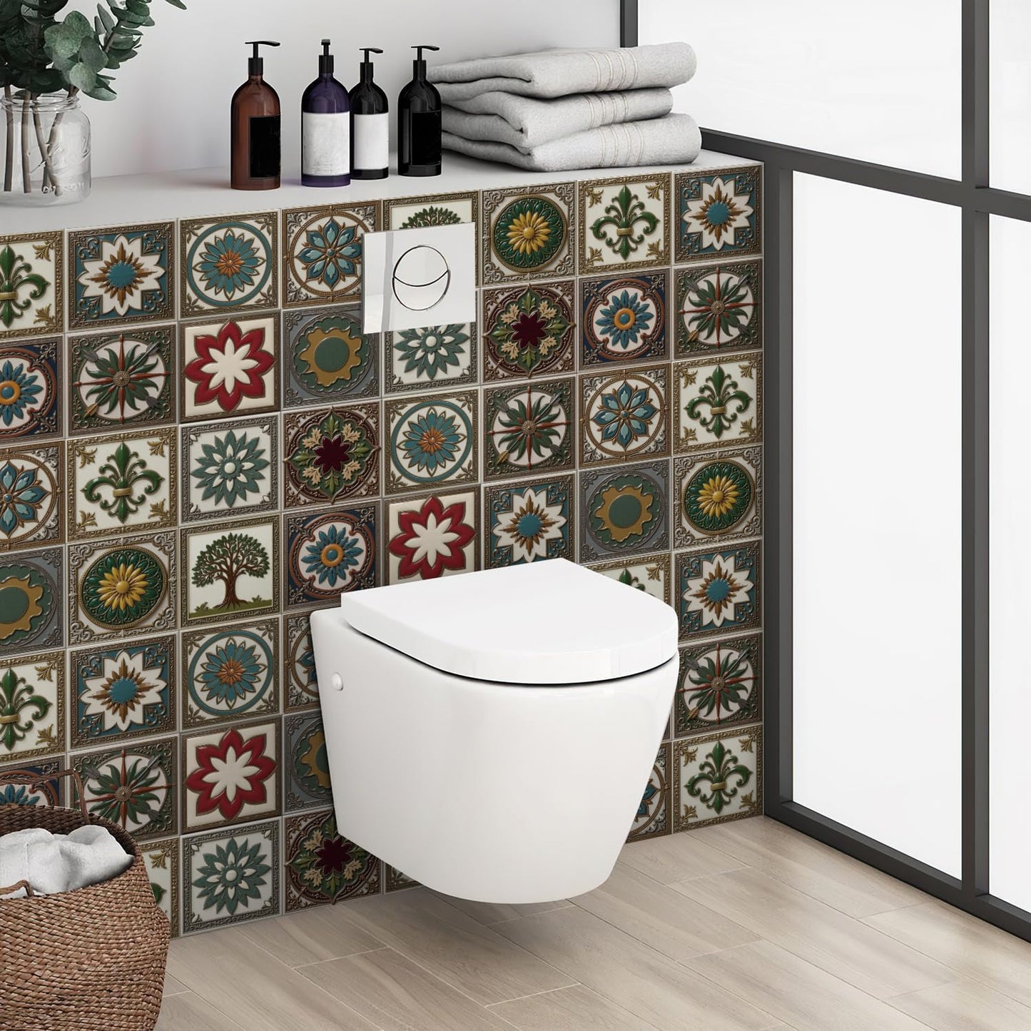 Peel and Stick Backsplash Tile Sticker for Kitchen and Bathroom Walls - 24 Removable 5.9"x5.9" Tiles, Waterproof