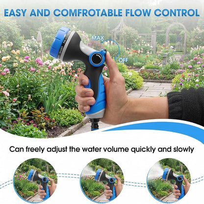 Garden Hose Nozzle,Hose Spray Nozzle with Adjustable 10 Watering Patterns,Slip Resistant High Pressure Water Hose Nozzle Sprayer for Plants & Lawns Watering,Car Washing and Pet Showering