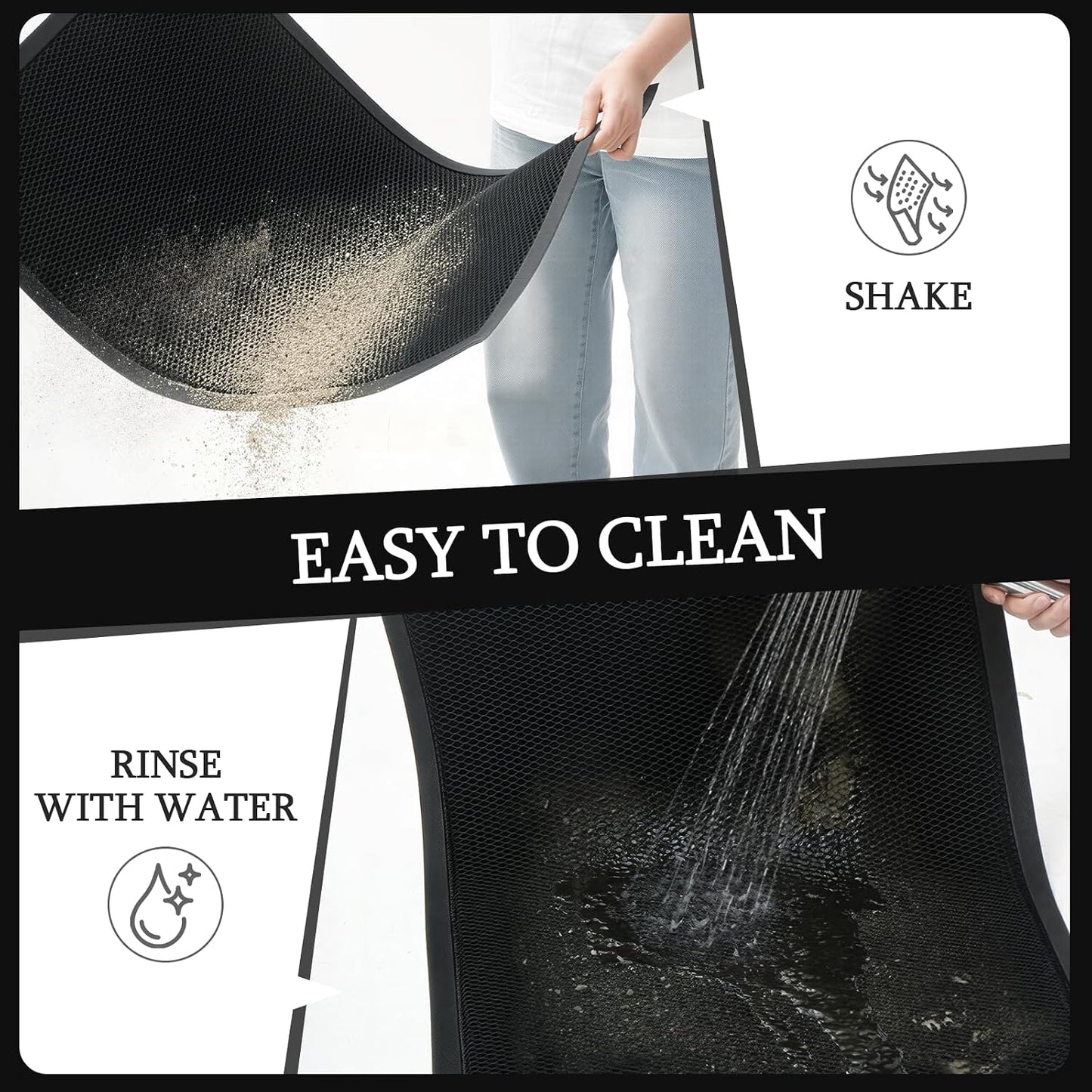 3'X5' Large Commercial Grade Mat,Mesh Mud Dirt Trapper Mat,Heavy Duty Scraper Front Doormat for Entrance,Sand Catcher Mats,Anti-Slip Rubber Backing,Low Profile Indoor Outdoor Mats,Black
