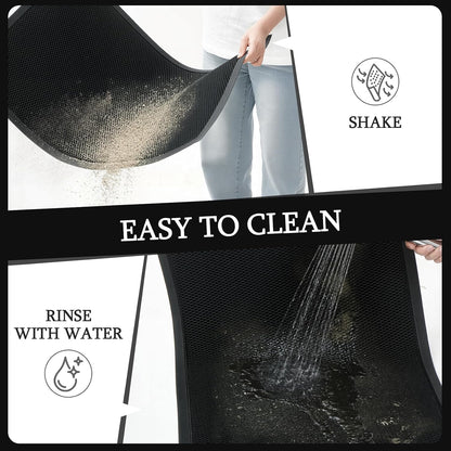 3'X5' Large Commercial Grade Mat,Mesh Mud Dirt Trapper Mat,Heavy Duty Scraper Front Doormat for Entrance,Sand Catcher Mats,Anti-Slip Rubber Backing,Low Profile Indoor Outdoor Mats,Black
