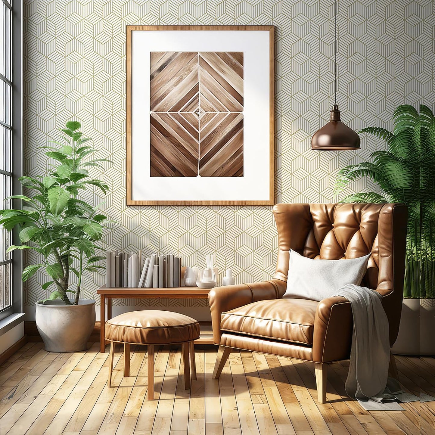 CiCiwind Wallpaper Peel and Stick Modern White and Gold Contact Paper Peel and Stick Geometric Removable Self Adhesive Wall Paper for Bedroom Renter Friendly Papel Tapiz para Pared 15.7"x118"