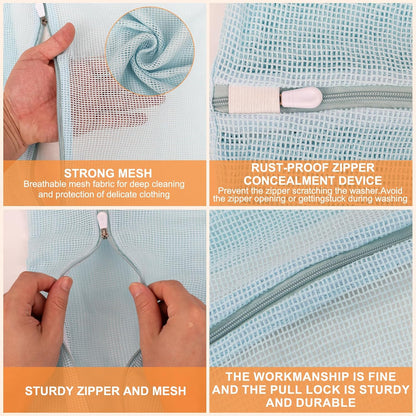 4-Piece Pink Medium Durable Organic Cotton Mesh Laundry Bags with Sturdy Zippers and Breathable Mesh are Delicate Laundry Bags for Underwear, Clothes, Pants and Socks