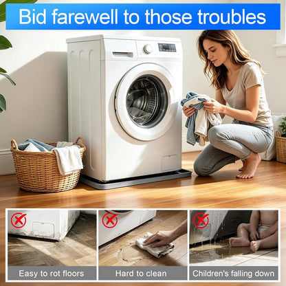 Washing Machine Drain Pan Silicone Mat, Thickened Large 32" X 30" Non-Slip Waterproof Washer Drip Tray, Raised Edge Mat for Under Dryer or Washer, Anti-Vibration,Floor Leak Protector for Laundry Room