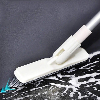 Grout Brush Floor Scrub Brush with Long Handle V Shape 51" Floors Scrubber with Stiff Bristle for Cleaning Bathroom Shower Tile, Patio, Garage, Kitchen, Wall and Deck (Off White)