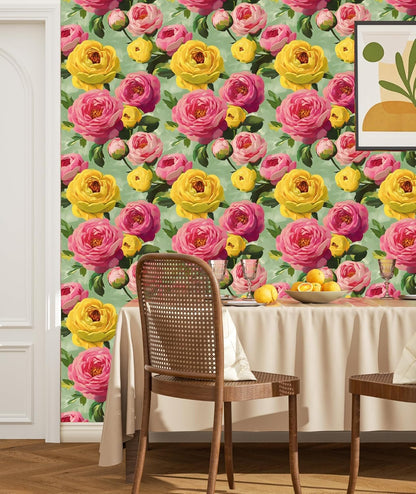 BOKEBEVE Watercolour Floral Peel and Stick Wallpaper Boho Vibrant Contact Paper Renter Friendly Wall Paper for Countertop Cabinet Wall Shelf Liner Removable Blue Colorful 17.5 x 118In