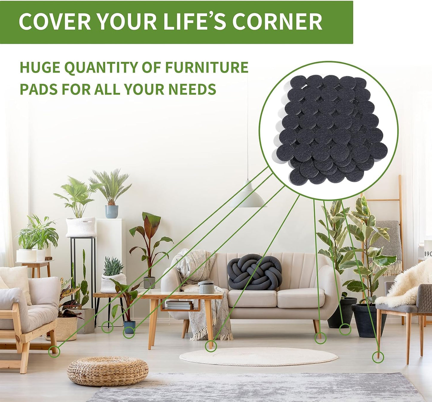 Felt Furniture Pads for Hardwood Floors 48 PCS, Furniture Pads, Floor Protectors for Hardwood Floors, Felt Pads for Furniture, Round, Dark Brown