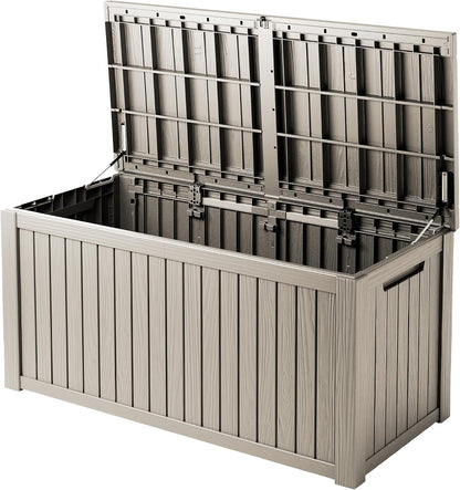 TARKARI 275 Gallon Resin Deck Box, Waterproof Outdoor Storage Box, Lockable for Patio Furniture, Garden Tools, Pool Accessories, UV-Resistant for All Weather Use, Black