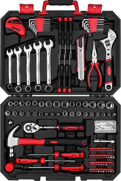 DEKOPRO 158 Piece Tool Set-General Household Hand Tool Kit,Auto Repair Tool Set, with Plastic Toolbox Storage Case
