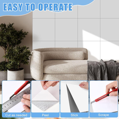Nuanchu 36 Pcs Peel and Stick Shower Waterproof Tiles Wall Panels 12 x 12 Inch Self Adhesive Backsplash with Ruler Knife & 2 Scrapers for Washroom Bathroom Living Room, Not Real Tile (Grey Marble)