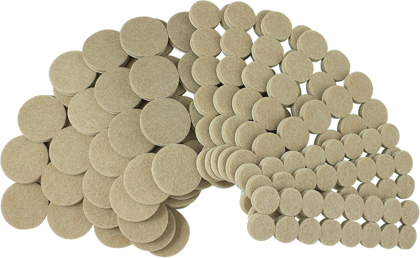 Smart Surface 8850 Heavy Duty Self Adhesive Furniture Felt Pads 3/4-Inch, 1-Inch & 1-1/2-Inch Round Oatmeal 144-Piece Value Variety Pack in Resealable Bag