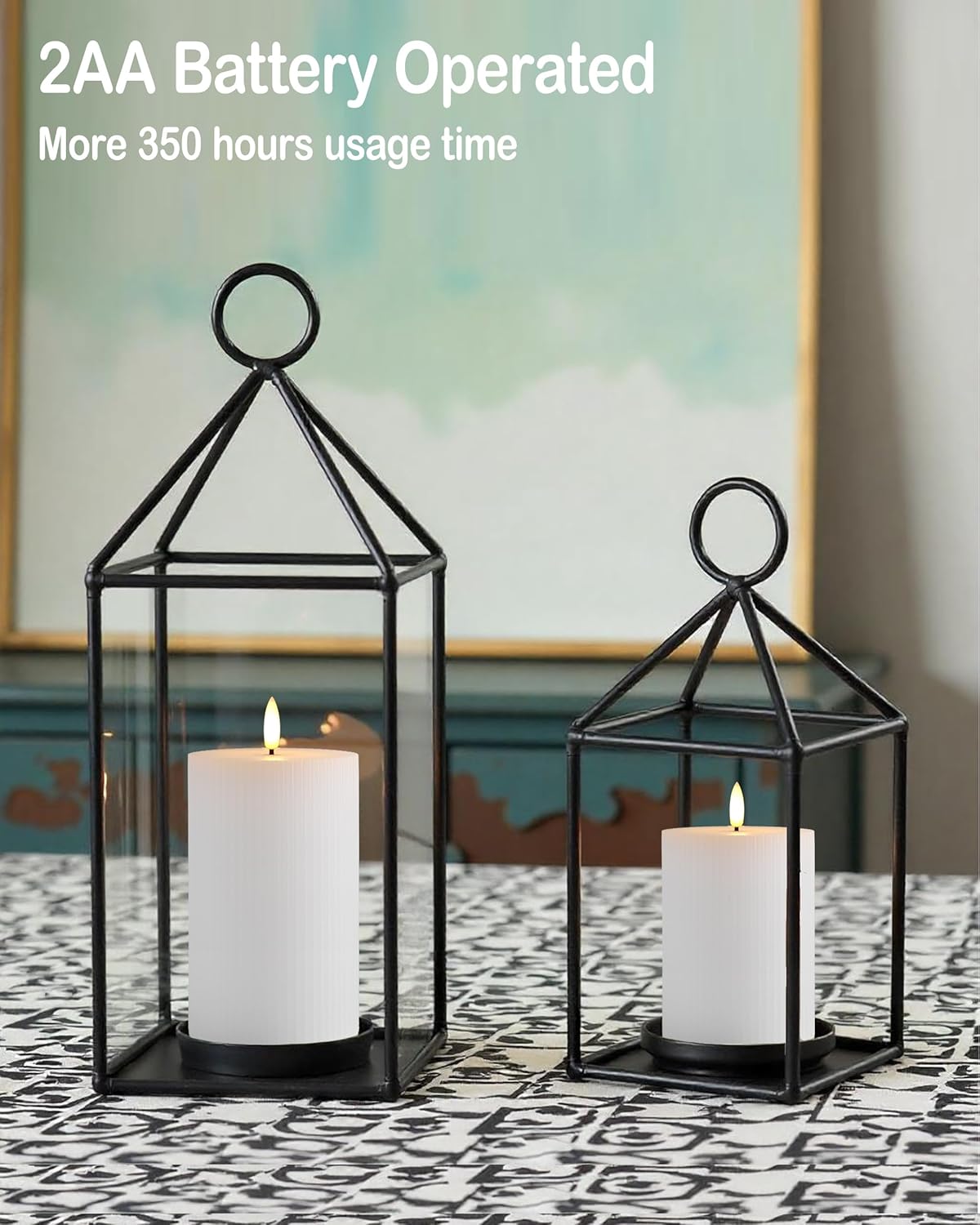 Gmnee 3"x4" White Ribbed Flameless Candles - Remote Control & Timer, Set of 3 Large Real Wax Pillar Flickering Battery LED Candles for Table, Fireplace and Mantel Decor