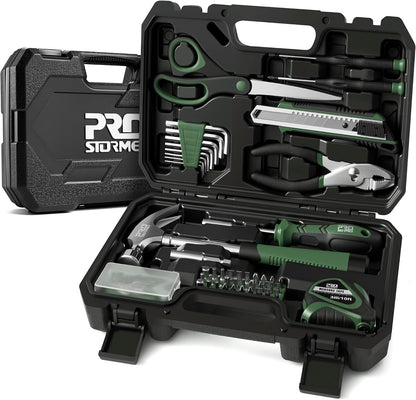 Prostormer 93-Piece Tool Kit, Basic Household Repair Tool Set with Toolbox Storage Case, Small Starter Tool Box Kit for Homeowners and College Students (Blue)