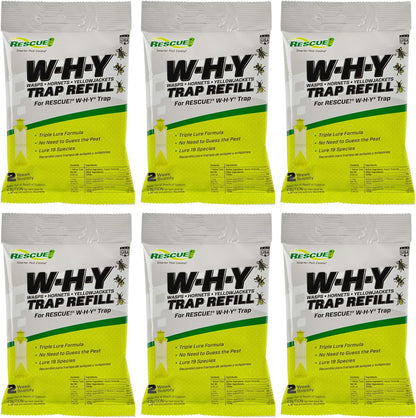 RESCUE! Non-Toxic Wasp, Hornet, Yellowjacket Trap (WHY Trap) Attractant Refill - 2 Week Refill - 6 Pack