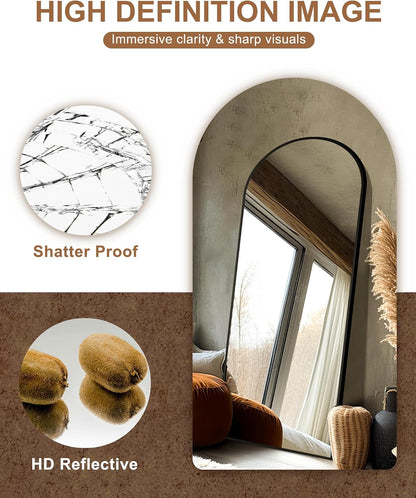Delma Arched Mirror Full Length,Standing Mirror Full Body,Large Floor with Stand for Wall Entryway Door Bedroom Bathroom Living Room