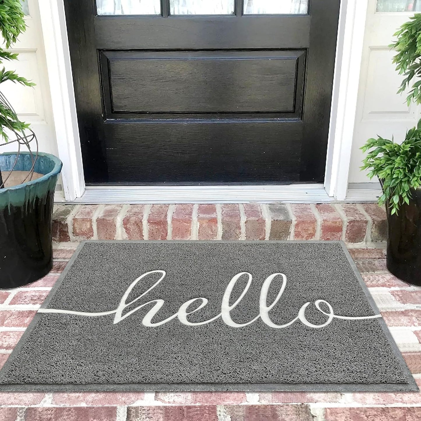 EARTHALL Door Mat Outside Inside Home Doormat, 30"x17.5", Durable Floor Mat Non Slip Mat Ultra Absorb Mud Easy Clean Front Doormat for Garage, Entryway, Patio, High Traffic Areas, Black