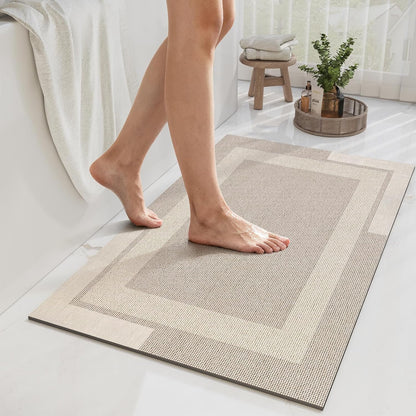 YDKGL Non Slip Bath Mat, Rubber Backing Ultra Thin Bathroom Rugs Fit Under Door Quick Dry Super Absorbent Washable Bath Rug Shower Mat for Bathroom Floor Bathtub Shower Sink, Easy Care Blue 16"x 24"