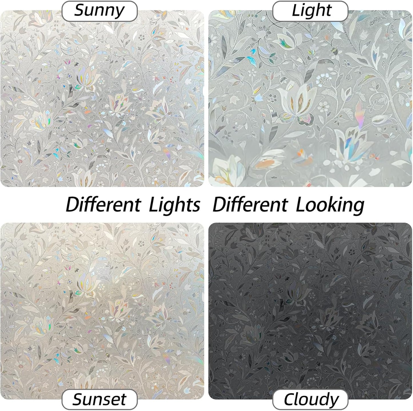 Frosted Window Privacy Film Static Cling, Removable Reusable Glass Sticker, Anti-UV Heat Blocking Decorative Window Film for Home Bathroom Bedroom with Installation Tools Frosted White 17x78inch