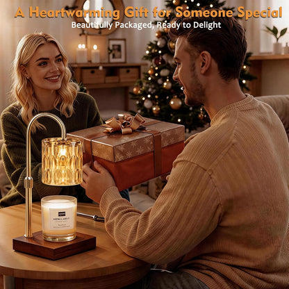 Candle Warmer Lamp with Timer & Dimmer, Candle Warmer Height Adjustable, Fits All Jar Scented Candles, Candle Lamp with 3 Bulbs, Charming Gift Box with Ribbon for Gifting