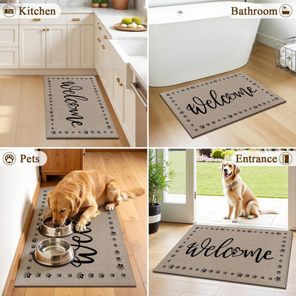 Vaukki Indoor Door Mat 17"x30", Ultra Thin Doormat Indoor Entrance, Non Slip Rubber Backed Inside Welcome Mat for Front Door, Low-Profile Washable Dirt Trapper Entry Floor Mat for Entryway, Sweet Home