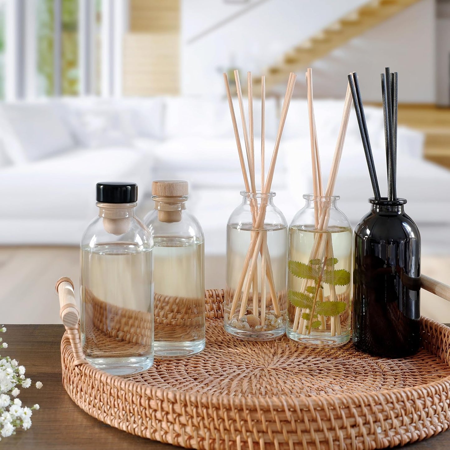 Urban Naturals Smoked Vanilla Reed Diffuser Set with Vanilla Bean, Sandalwood & Leather | Made in the USA - Colors A