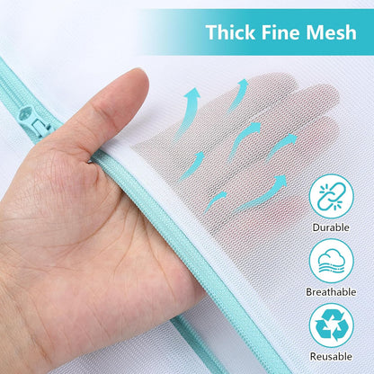 OTraki Large Mesh Laundry Bags 28x35 inch Zipper Mesh Lingerie Bags for Washing Delicates Net Laundry Mesh Bag Machine Washable for Dorm Hotel Camp Don't Drying, Melting 140-176℉, White