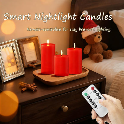 JOIONE Flameless Pillar Candles with Remote, 3 Pack Battery Operated Real Wax LED Candles, LED Candle that Perfect for Home Decorations Fireplace Table, White