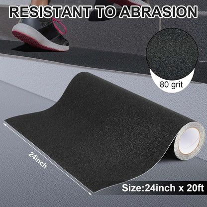 Watersay 8 Inch x 20 ft Anti Slip Traction Tape Waterproof Clear Non Skid Tape Durable Grip and Friction Stair Non Slip Strips Abrasive Adhesive for Stairs Steps Ramp Outdoor Indoor