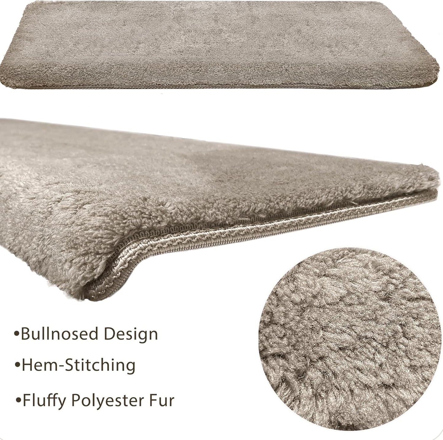 PURE ERA Carpet Stair Treads Ultra Plush 9.5" X 30"Soft Bullnose Indoor Stair Protectors Pet-Friendly Non-Slip Skid Resistant Tape Free Washable Reusable(2 Pieces,Brown)