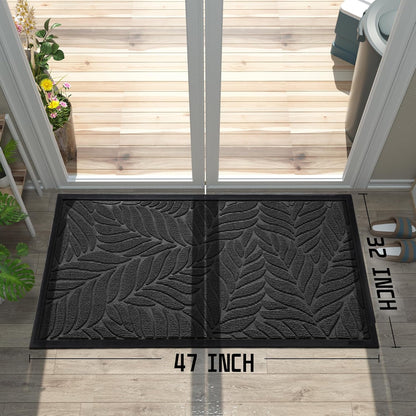 Yimobra Front Door Mat Outdoor Indoor, 29.5x17 All-Season Waterproof Door Mat Outside Entrance, All-Weather Non-Slip Outside Doormat for Garage Patio Entryway, Brown