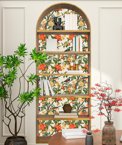 Danodoi Yellow Floral Wallpaper Peel and Stick Vinyl Wallpaper Stick and Peel Colorful Contact Paper for Cabinets Waterproof Self Adhesive Wall Paper for Kitchen Countertop Wall 17.5" x 118"