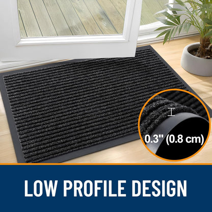 OLANLY Front Door Mat Indoor Outdoor Entrance, 2-Pack 29.5 x 17 Inch, Waterproof Heavy Duty Doormat, Fade Resistant, Low Profile, Easy Clean Patio Porch Welcome Floor Mats for Entry, Grey