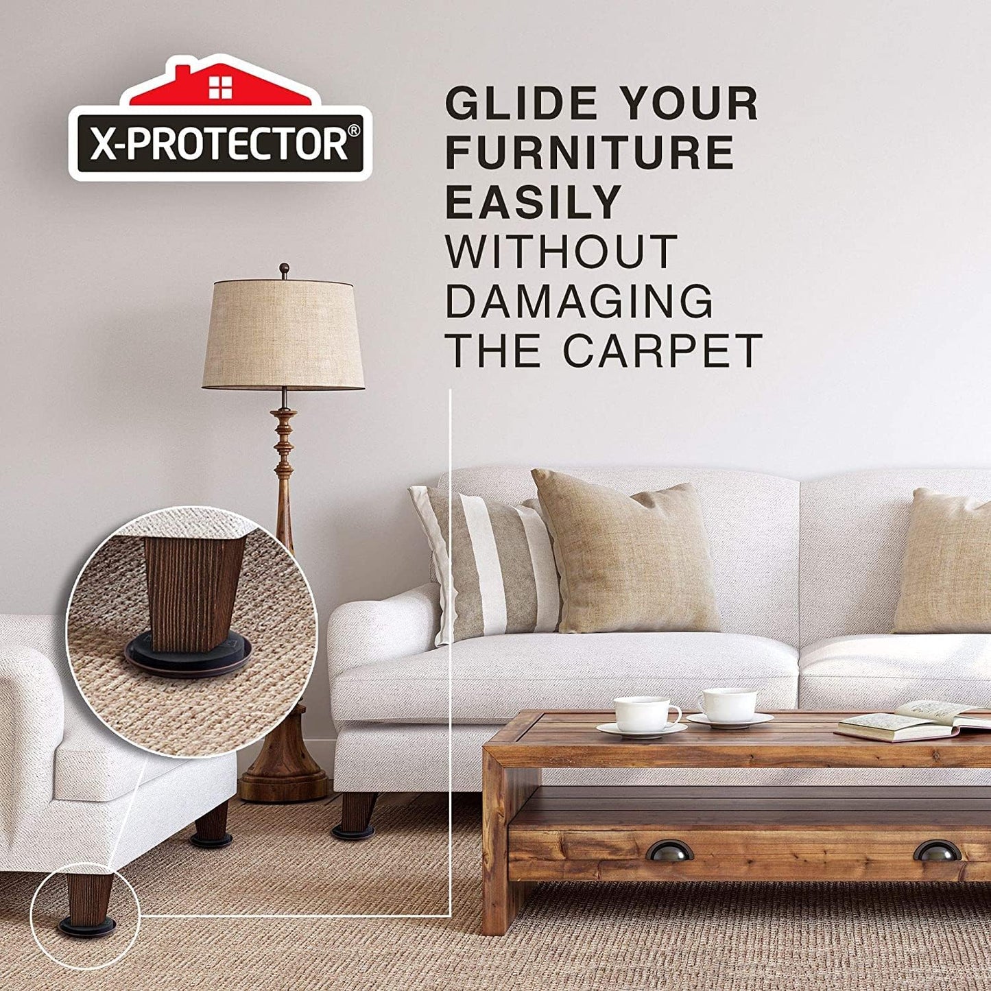 Chair Sliders X-PROTECTOR – Furniture Sliders 40 pcs Carpet Sliders 1” – The Best Furniture Moving Pads – Premium Chair Leg Floor Protectors – Slide Effortlessly with Chair Pads & Protect Your Floor!