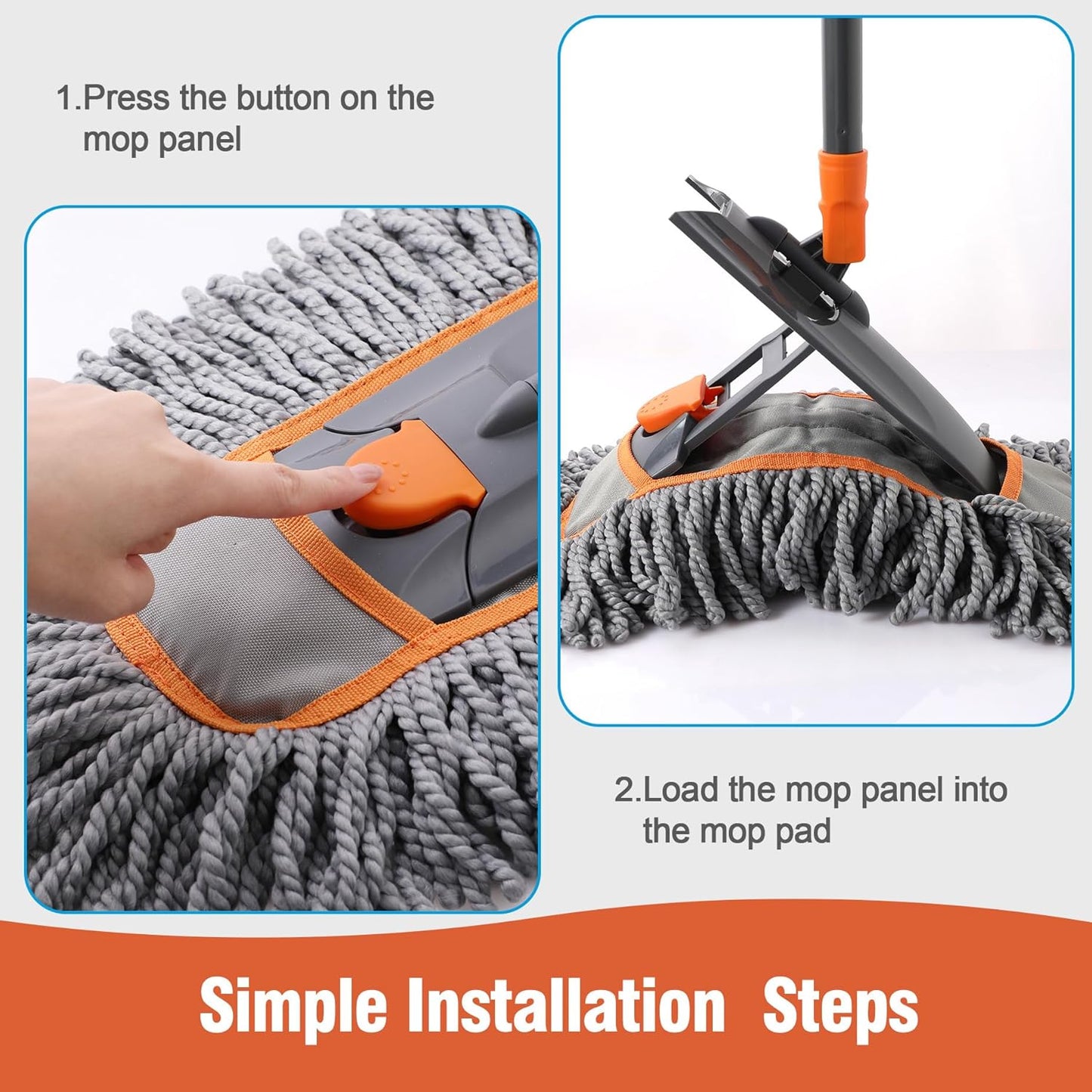 CLEANHOME Microfiber Dust Mop for Hardwood Floor Cleaning, Dry and Wet Baseboard and Floor Duster, Household Cleaning Tool for Kitchen, Bathroom
