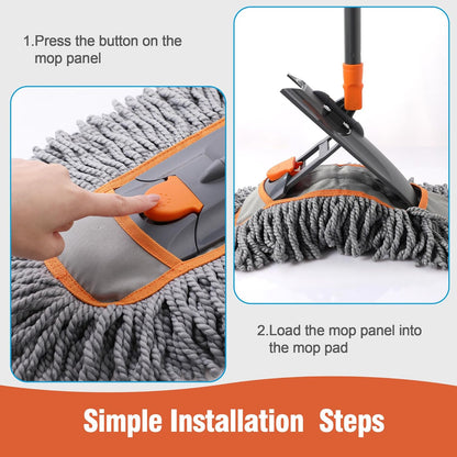 CLEANHOME Microfiber Dust Mop for Hardwood Floor Cleaning, Dry and Wet Baseboard and Floor Duster, Household Cleaning Tool for Kitchen, Bathroom